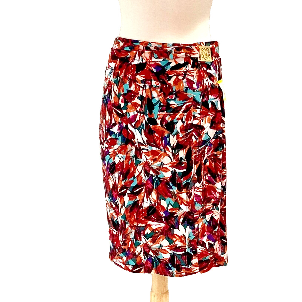 Anne Klein Women's Pull On Skirt sz M Floral Multicolor Leaves NWT